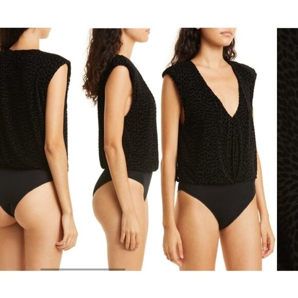 Ramy Brook Regina Velvet Burnout Bodysuit Size XS Black NWT $278 Sleeveless - Picture 5 of 14
